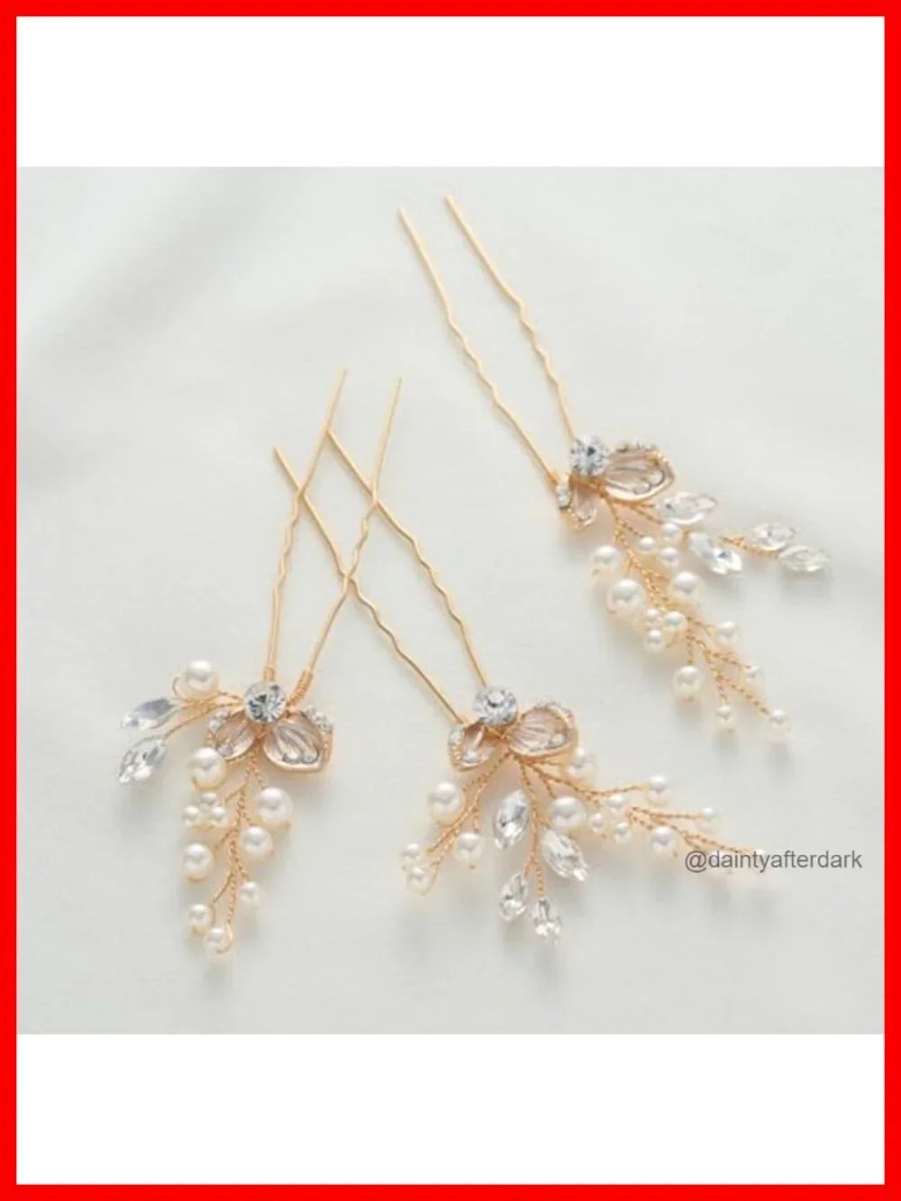 3-Piece Pearl Rhinestone Leaf Hair Pins Bridal Wedding Accessories